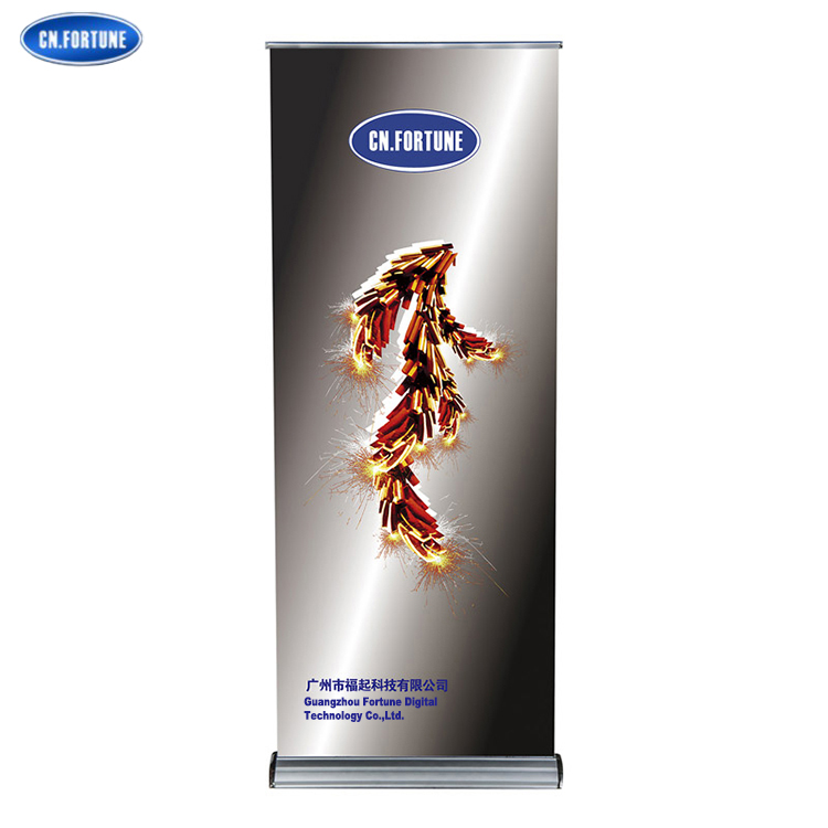Silvery color plastic steel roll up banner stand with single side type