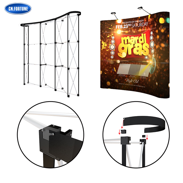 B Type Square Aluminum frame outdoor advertising stand Spring Pop up Stand with Bow Shape